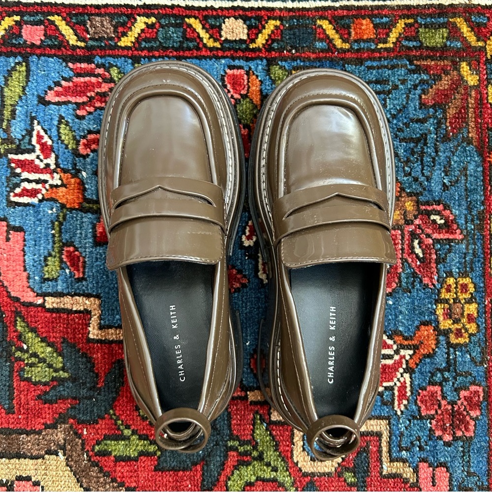 Charles & Keith Brown Loafers Women Size 37